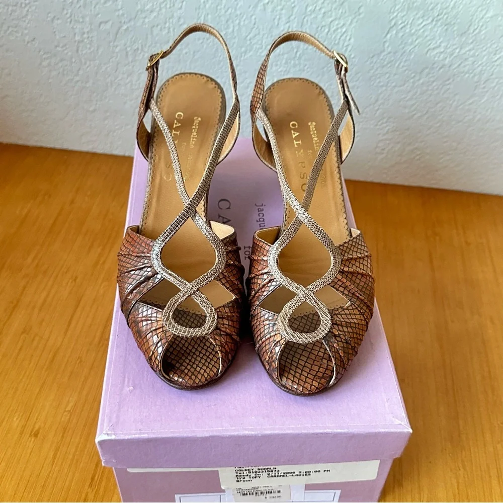 Calypso for Jacqueline Schnabel Snakeskin Embossed Wedges - Picture 2 of 7